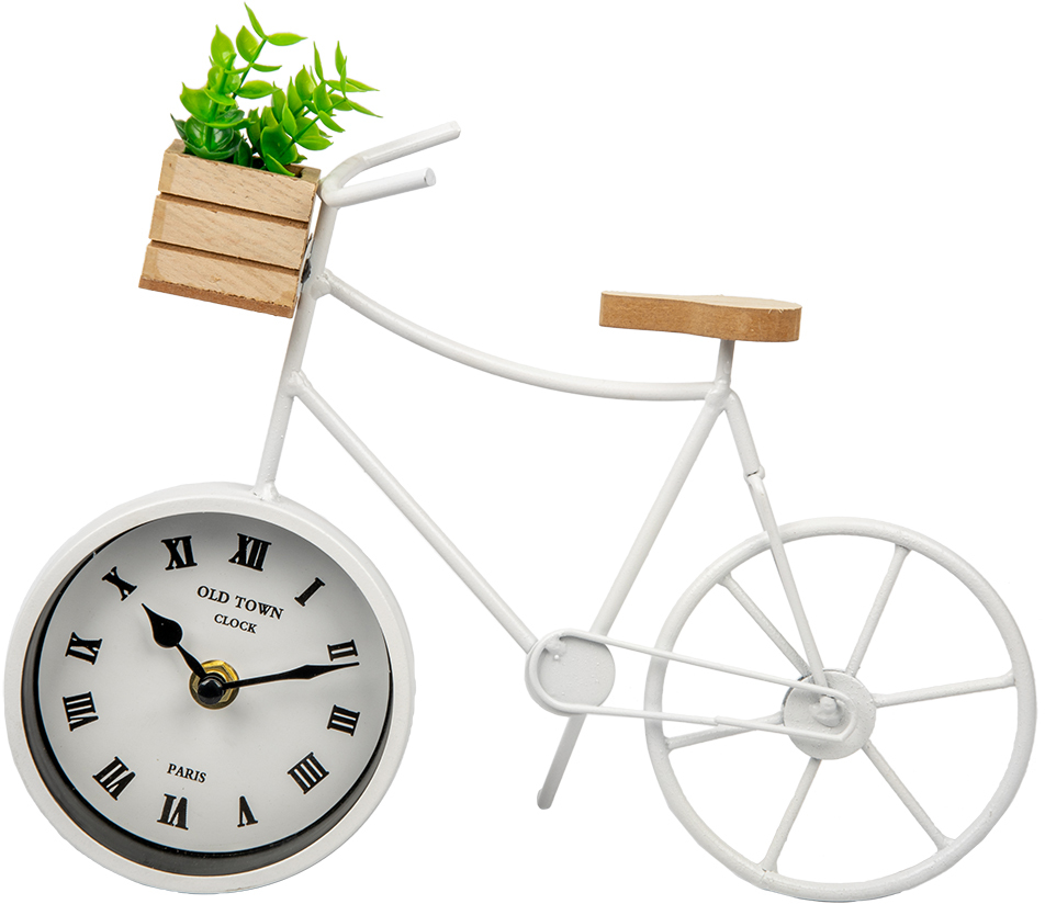 Часы велосипед с суккулентом 28х9х20 белый купить с доставкой в МЕГАСТРОЙ Россия