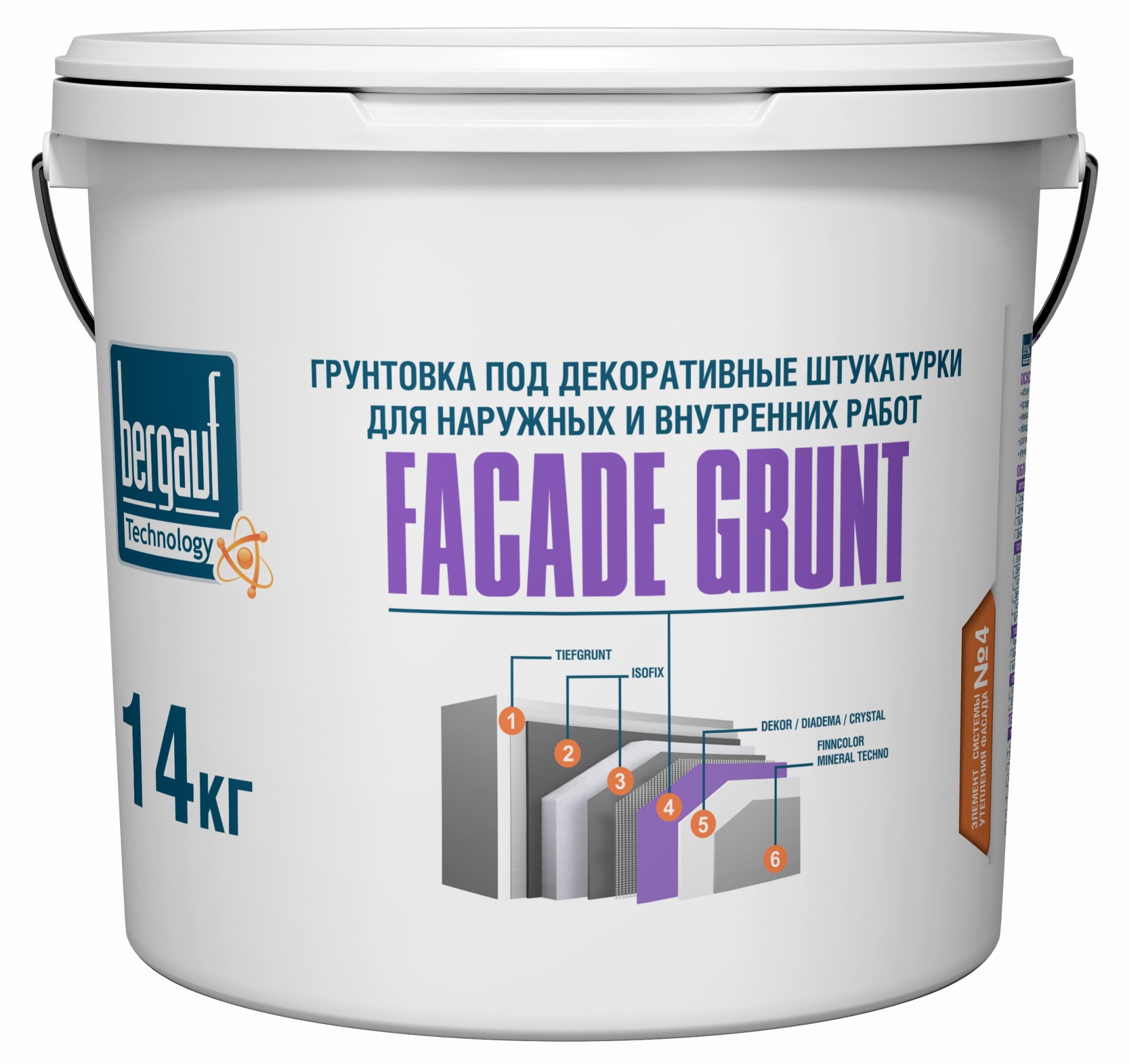 Грунтовка под декоративные штукатурки Bergauf Facade Grunt (14кг ...